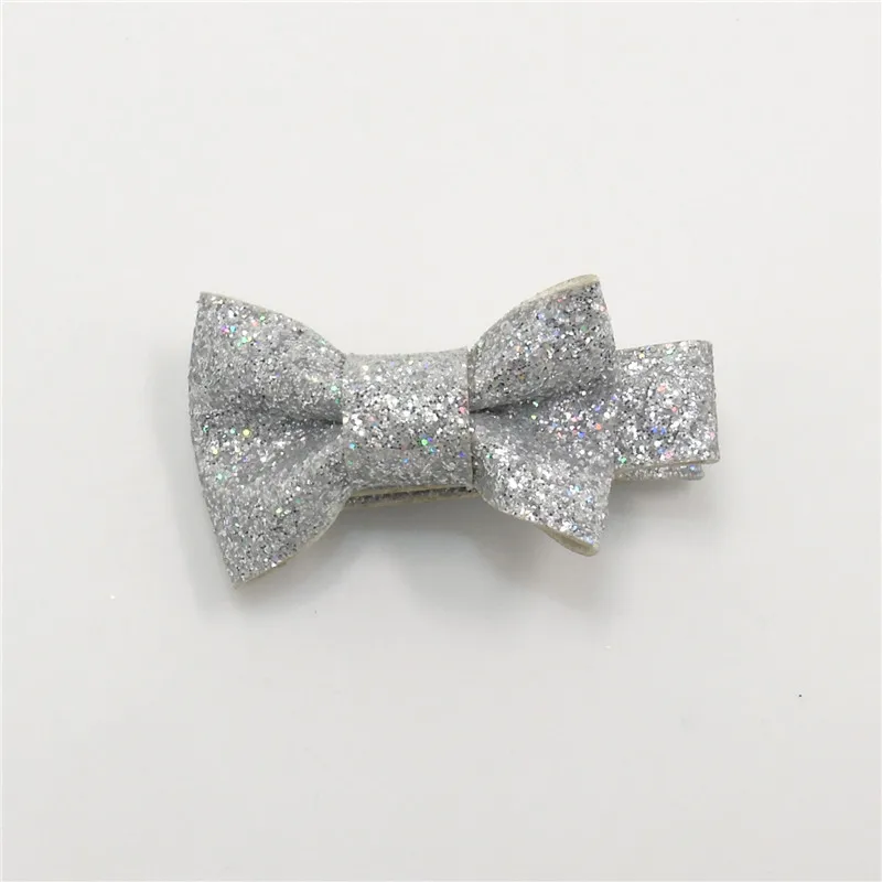 20 шт./лот мини бант блестящая ткань зажимы для волос цвета металлик золотой