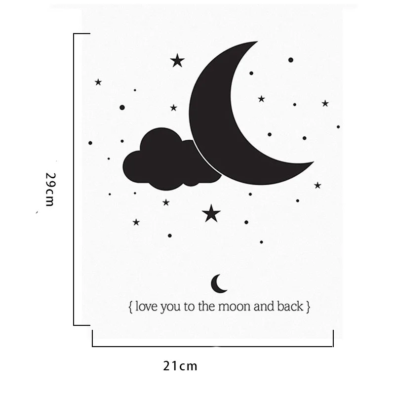 Love You To Moon And Back Quote ТВ настенная наклейка Наклейка Настенная Звездный домашний