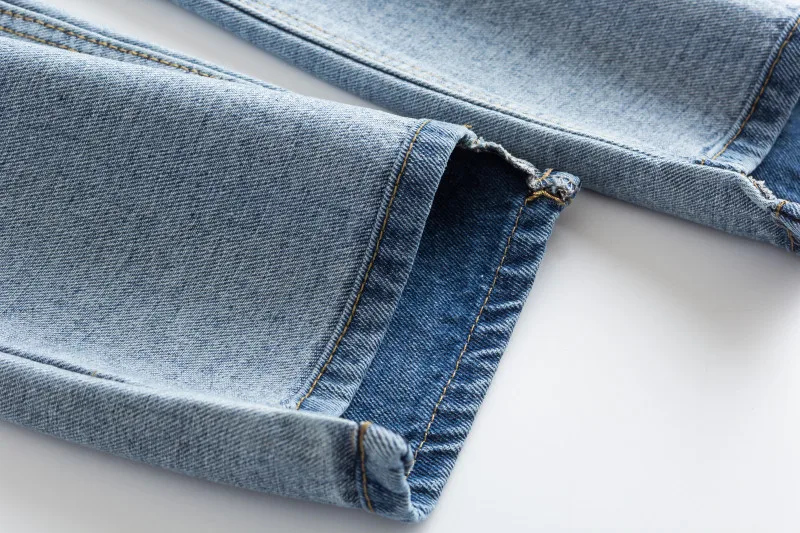 2018 летние новые модные стильные шить открывать линию джинсы женские высокая