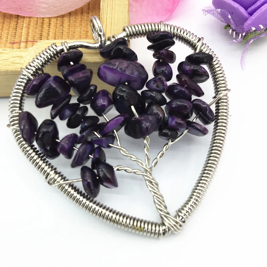 6 стилей подвески для женщин 50 мм проволока обмотка дерево жизнь сердце кулон