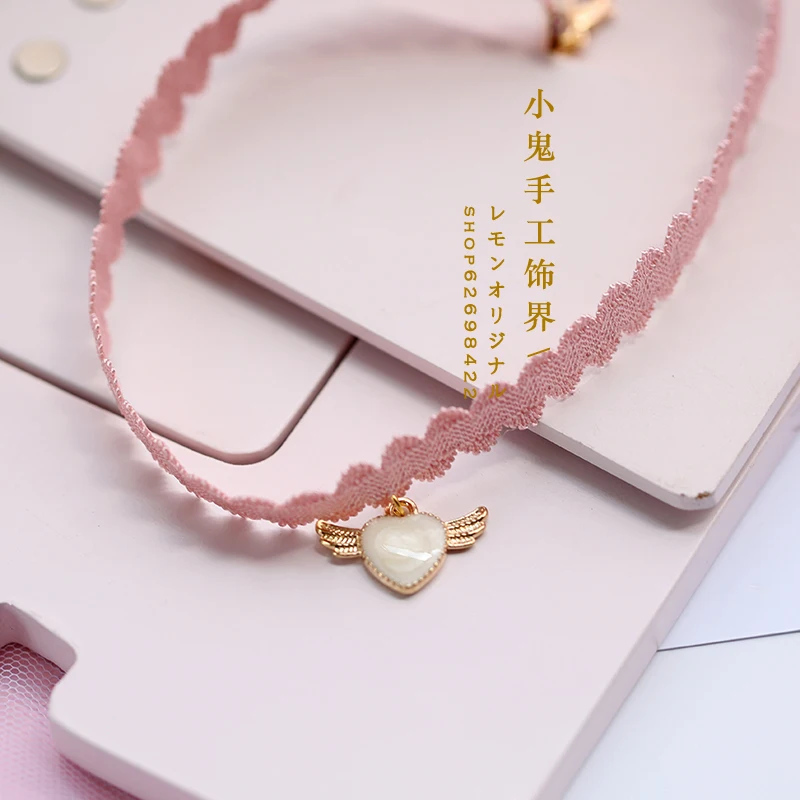 necklace Цветная пудра голубая мечта японская ручная шпилька для волос с бантом мягкие украшения в виде бантов головной убор Лолита - Цвет: necklace