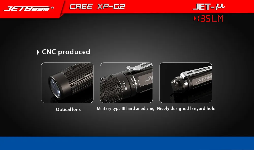JETBEAM JET-U фонарь Cree XP-L Led 135 люмен 4 модель функция памяти боковой переключатель фонарик