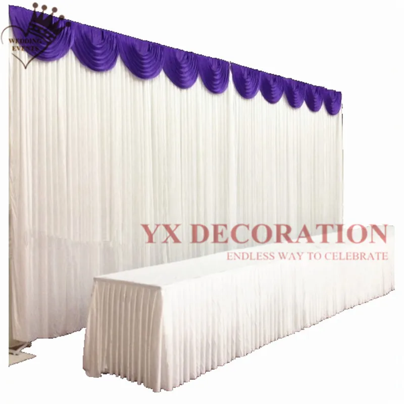 

Top Swag Drapery Ice Silk Wedding Backdrop Curtain Stage Background Phto Booth Event Party Decoration