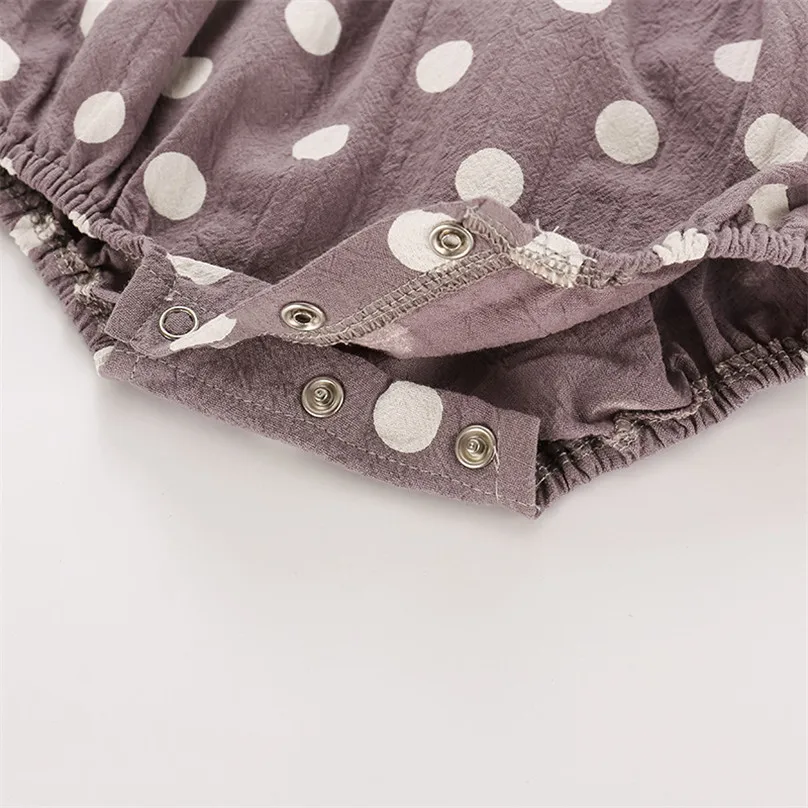 Милый детский летний комбинезон в горошек для новорожденных хлопковый на