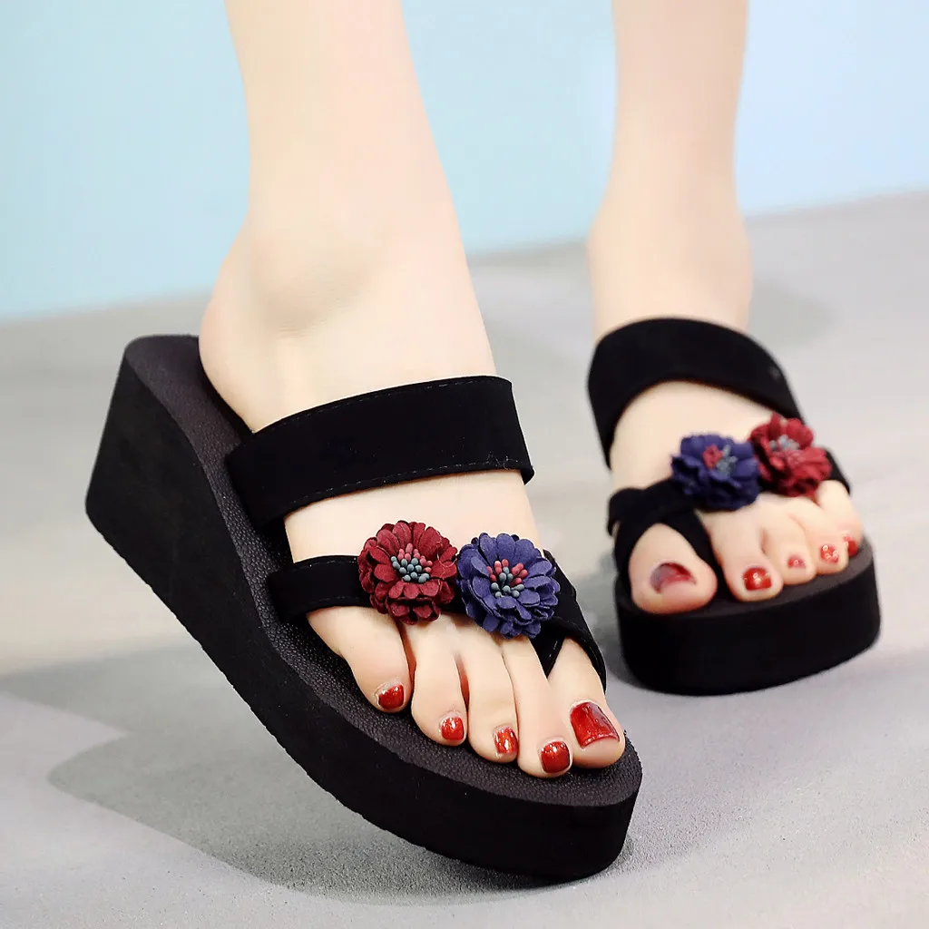 Женские сандалии на танкетке пляжная обувь с блестящими стразами женские