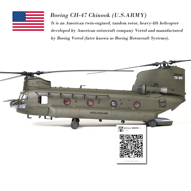 FOV 1/72 весы США CH 47D Chinook транспортный вертолет Diecast металлические военный самолет