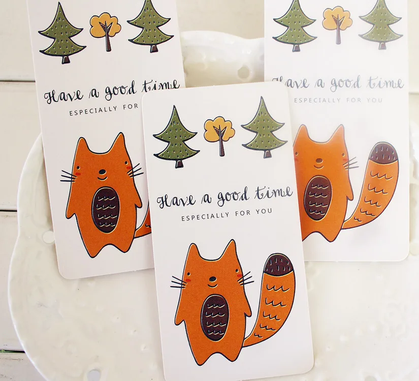 50 шт. мини карточки в виде лисы и леса|message card|mini cardchristmas party invitations |