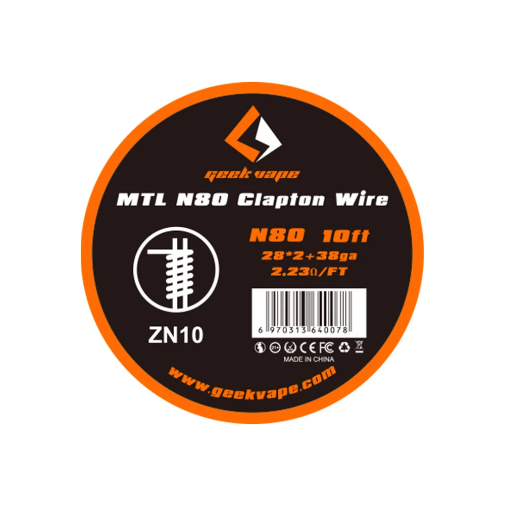 Оригинальный GeekVape MTL Clapton провод 10 футов поставляется с 3 материалами N80 KA1 и SS316L Vape