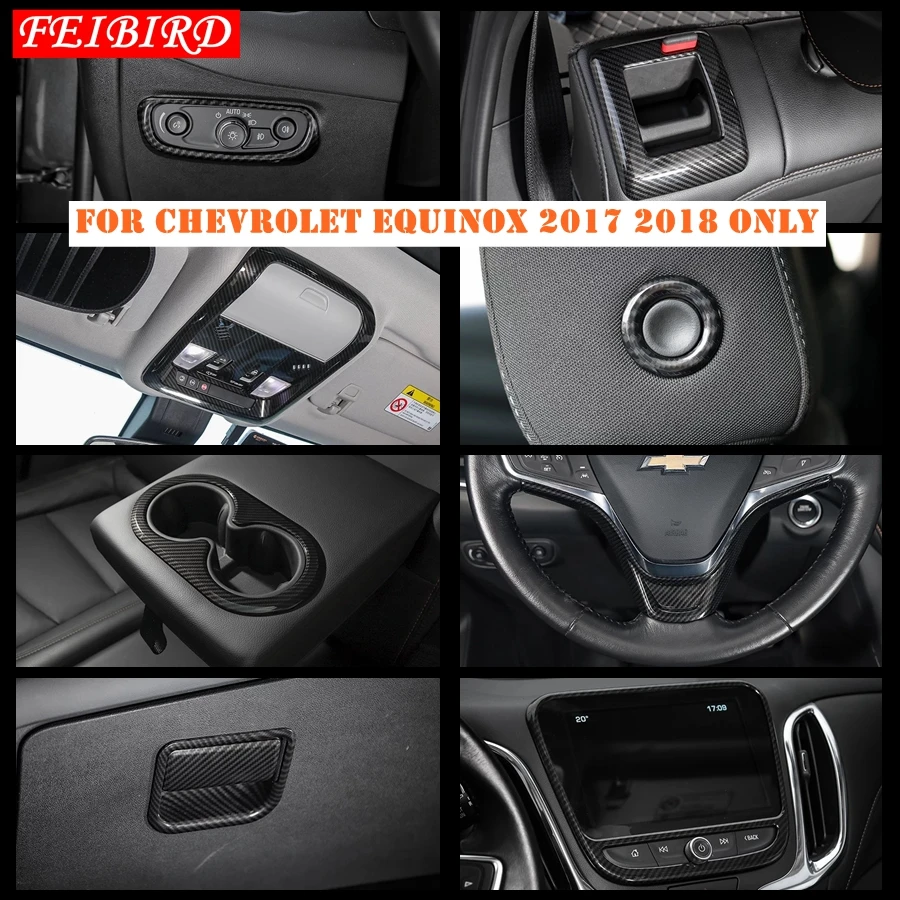 Внутренние молдинги из АБС углеродного волокна для Chevrolet Equinox 2017 2018 кнопки