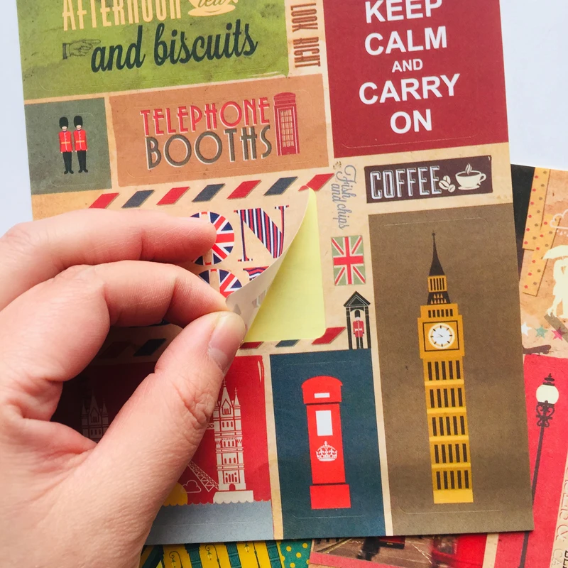 

3 Sheets /Pack Stylish London Paris Paper Adhesive Stickers DIY Decorative Stickers Hand Account Stick Label