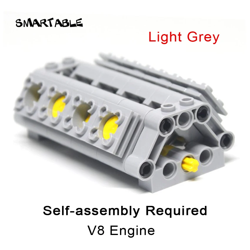 Smartable высокотехнологичный V8 двигатель прозрачные строительные блоки MOC часть
