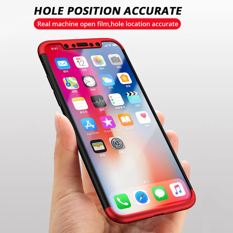 Полная защита чехол для iPhone X XS Max 8 7 6plus 6 6s 5S SE 360 градусов 3in1 Жесткий ПК