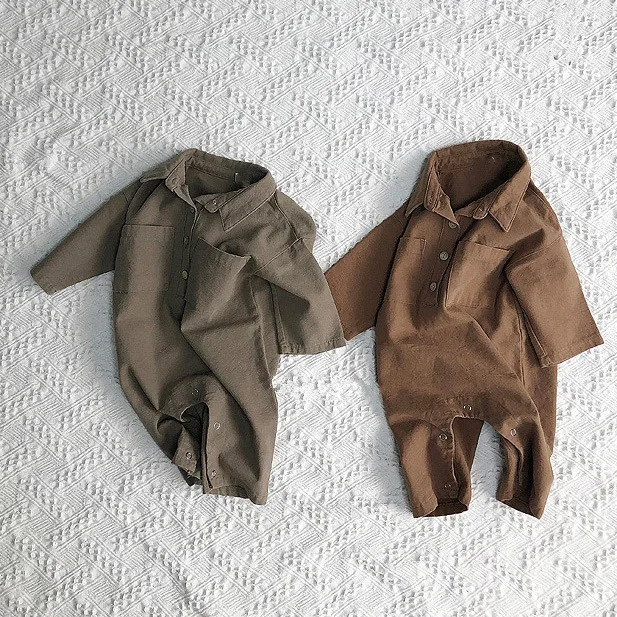 Одежда для мальчиков и девочек в Корейском стиле комбинезон с пуговицами на