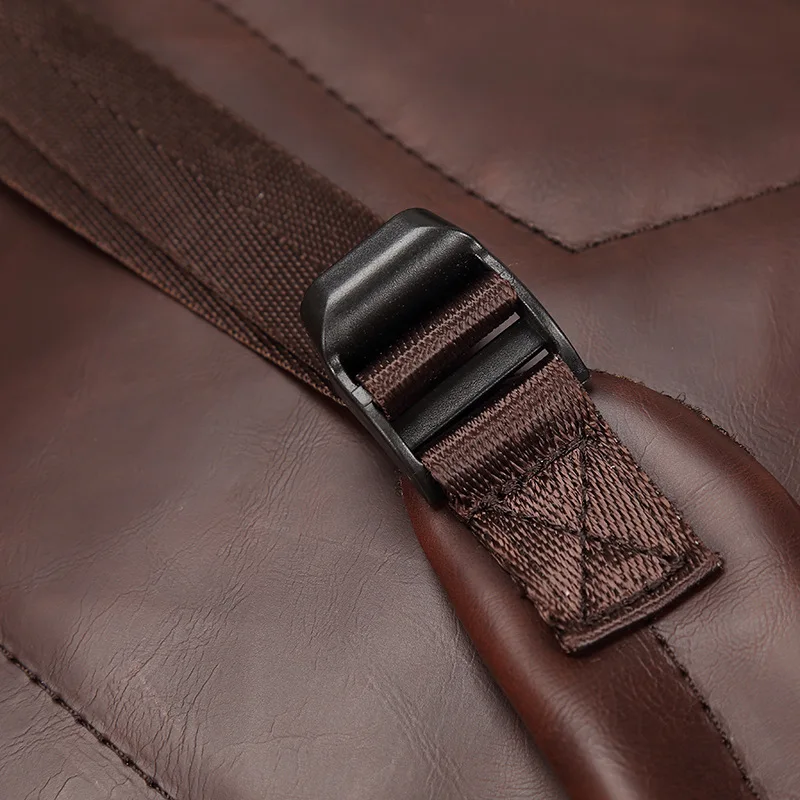 

Crazy Horse Leather Men's Backpack Vintage Belt Daypack Travel bag Casual School Book Bag classic Male Laptop Bags Rucksack