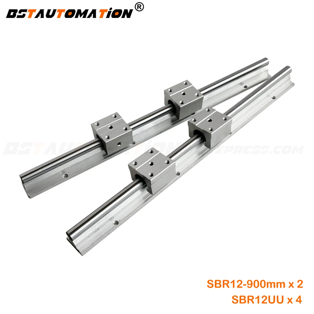 2 set 12mm SBR12 Linear Rail Support 900mm Round Guide Shaft Rod With 4Pcs SBR12UU Bearing Block for cnc parts | Обустройство дома