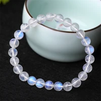 natural moonstone blue light bracelet for women lady stretch blue moonstone crystal round bead bracelet 7mm 8mm 9mm 10mm aaaaa