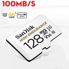 Карта памяти SanDisk microSD, прочная карта памяти microSDHC, 32 ГБ, 64 ГБ, 128 ГБ, 256 ГБ, microSDXC с адаптером для камер видеонаблюдения