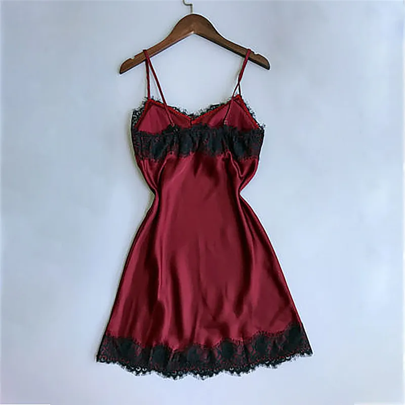 Для женщин пижамы без рукавов Ночная сорочка на бретельках кружево отделкой