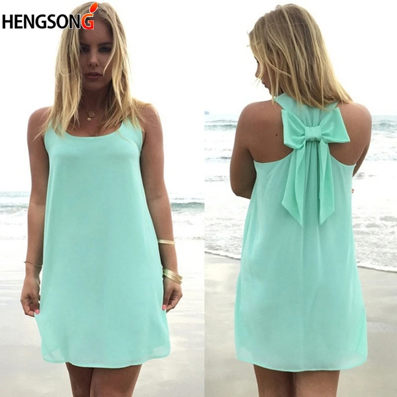 Сексуальные летние платья с бантом модное женское пляжное мини платье выше