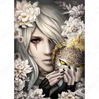 Алмазная живопись, полноразмернаякруглая картина из страз Маска, фантастические персонажи, цветок, LE01461