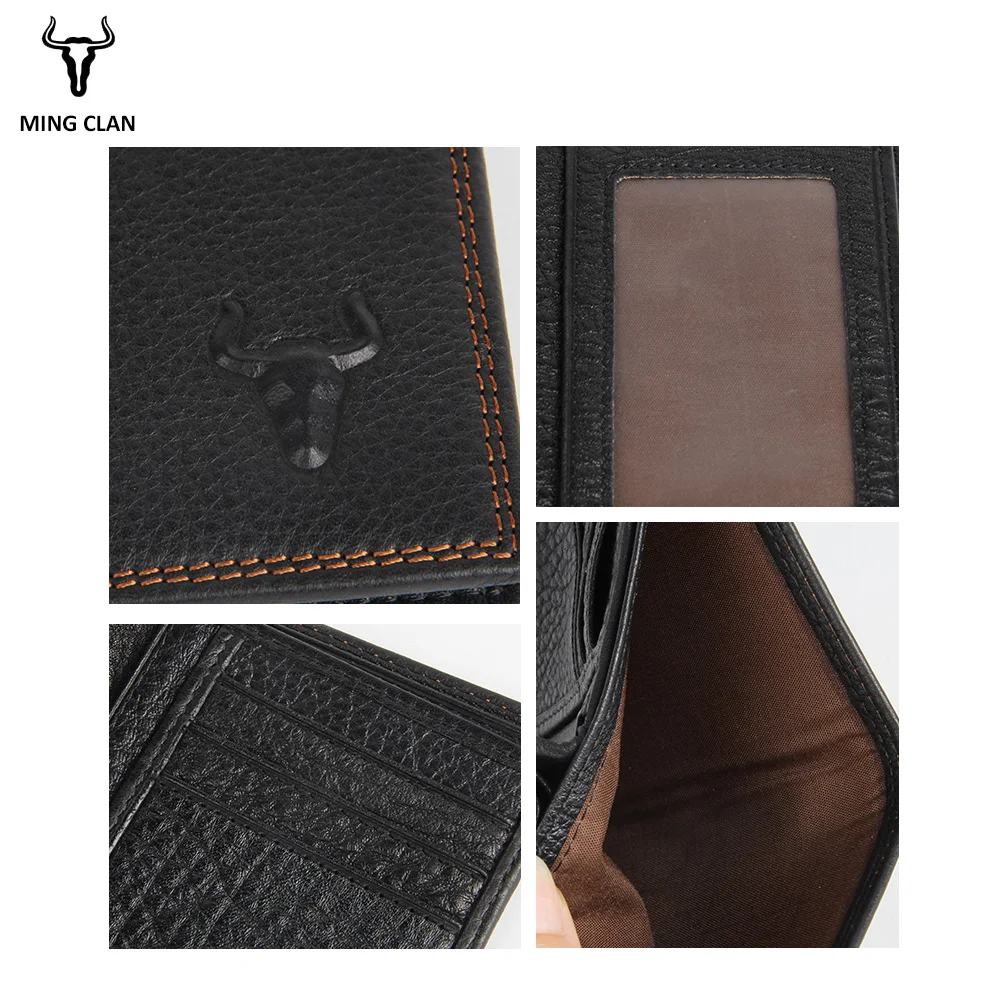Genuine Leather Wallet For Men Male Bifold Wallet Real Leather Male Small Purse With ID Window Big Capacity Wallets Men