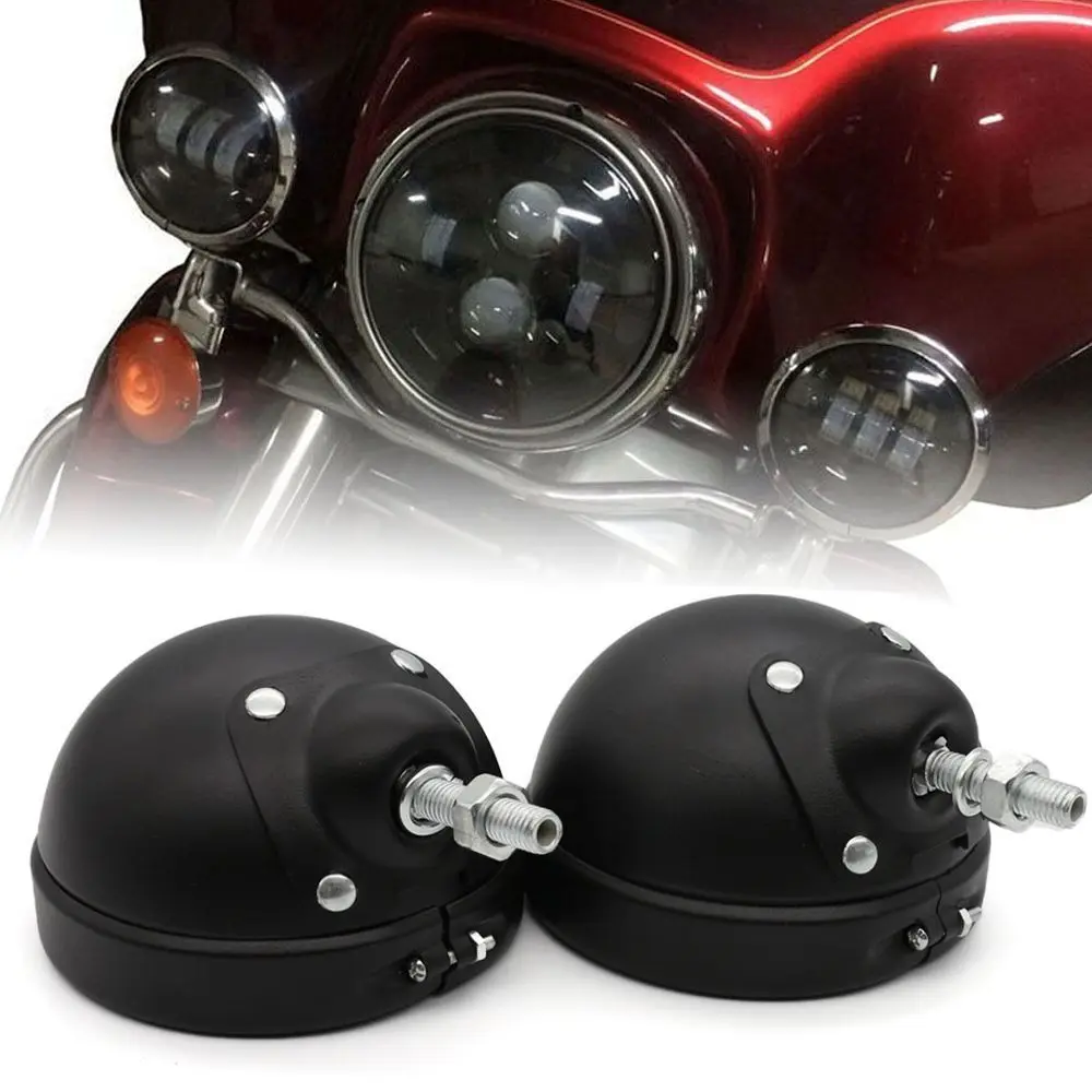 Motorcycle Accessories Pair 4 1/2" 4.5 Inch Led Fog Passing Lamp Shell Housing Bucket Bracket