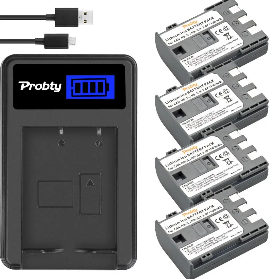 4battery and charger NB-2LBattery& Зарядное устройство для цифровых камер CANON EOS 350D/400D Rebel XT XTi NB-2JH NB-2L ZR-100 ZR100 ZR200 ZR300 ZR400 ZR500 ZR600 ZR700 - Цвет: 4battery and charger