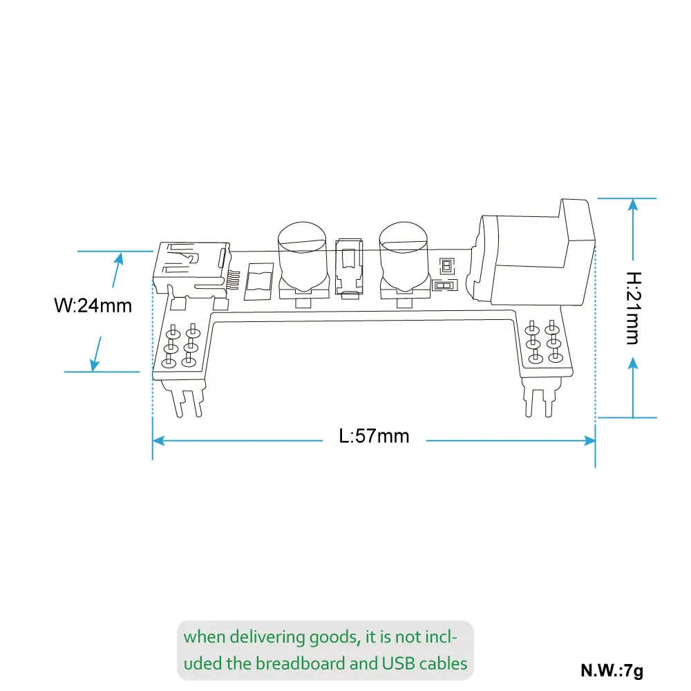 

Free shipping ! MB102 Breadboard Dedicated Power Supply Module 3.3V /5V For Arduino DIY Breadboard