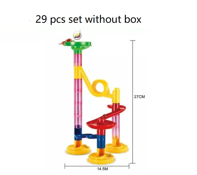 29pcs without box Мраморные гоночные беговые лабиринты шары трек DIY строительные блоки Воронка слайд большой строительный кирпич Совместимость duploed - Цвет: 29pcs without box