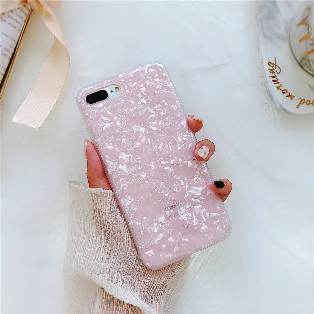 Okdeals Fashion Seashell texture Blu Ray IMD Phone Case for IPhone 8 Plus Smooth Pattern Iphone X 6 6S 7 Back Cover |