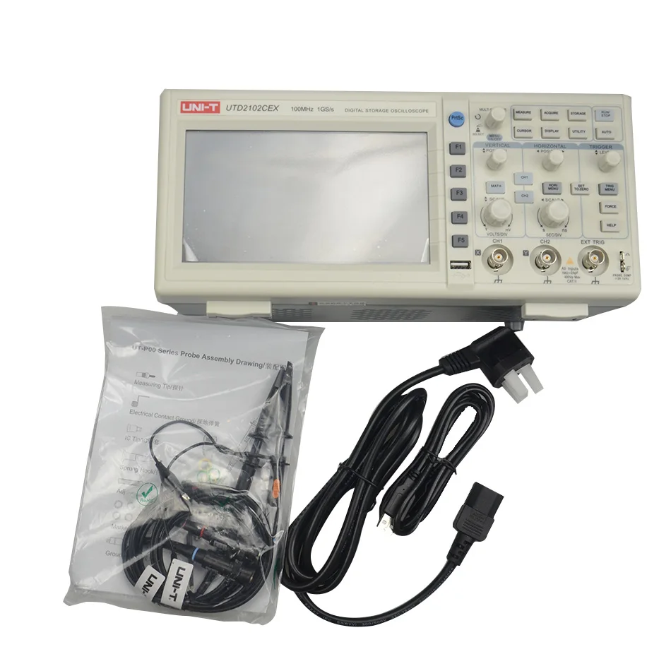 Высокая точность UNI-T UTD2052CEX/UTD2102CEX цифровой хранения осциллографы 2 канала 100 МГц 1Gs/a Scopemeter 7 дюймов ЖК-дисплей