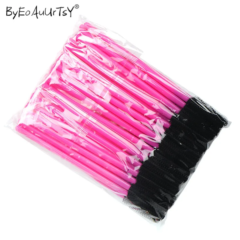 S-Rose-Black 50 шт. силиконовая ресница щеточки Одноразовые Тушь для ресниц палочки Аппликатор ресницы Косметическая кисть Макияж Красота Инструменты - Handle Color: S-Rose-Black