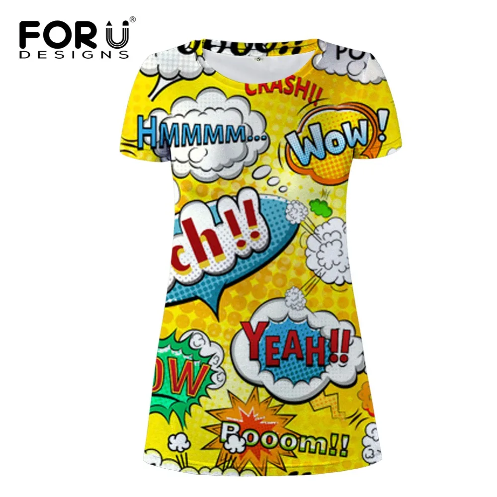 FORUDESIGNS/ платье для девочек, летние пляжные платья для женщин, забавный Американский комикс, женские платья, женская одежда