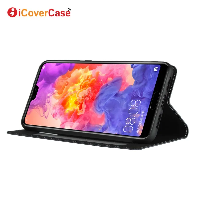 Кожаный чехол iCoverCase с окошком для Huawei P20 Pro Магнитный кошелек телефонные