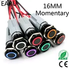16 мм Светодиодная подсветильник ка, глиноземный черный корпус, водонепроницаемый металлический кнопочный переключатель, питание двигателя автомобиля, ПК, 3 в, 5 В, 6 в, 12 В, 24 В, 220 В