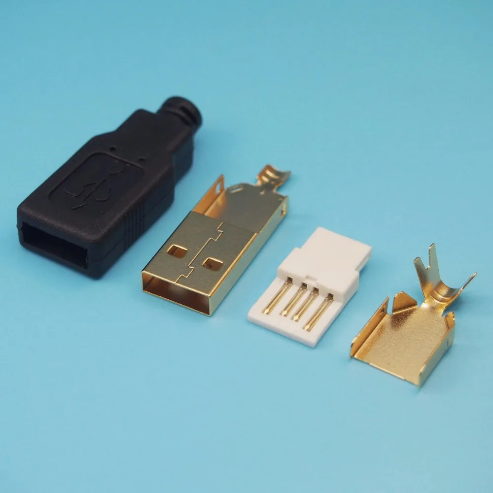 25 компл./лот позолоченный сделай сам 4 в 1 тип А 2 0 USB контактный Штекерный разъем с