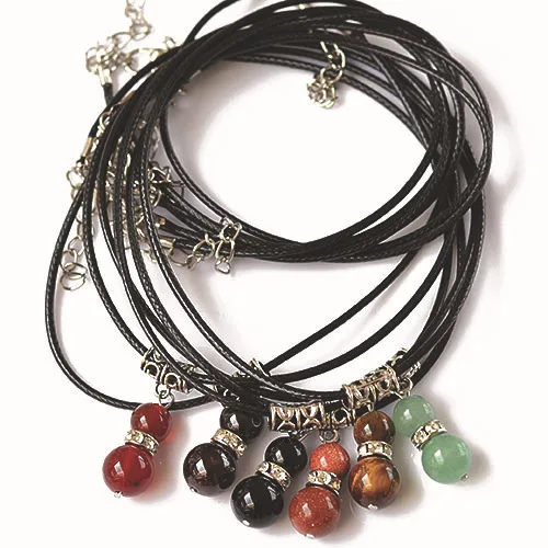 Ожерелье из натурального камня тигровый глаз гранат оникс ожерелье черной кожи