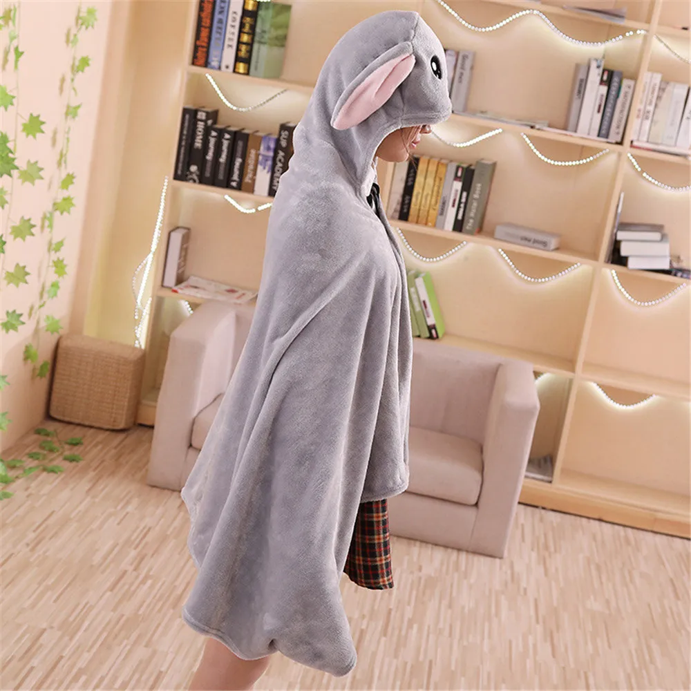 Маскарадный плащ с милым кроликом из мультфильма зимний капюшоном пушистый