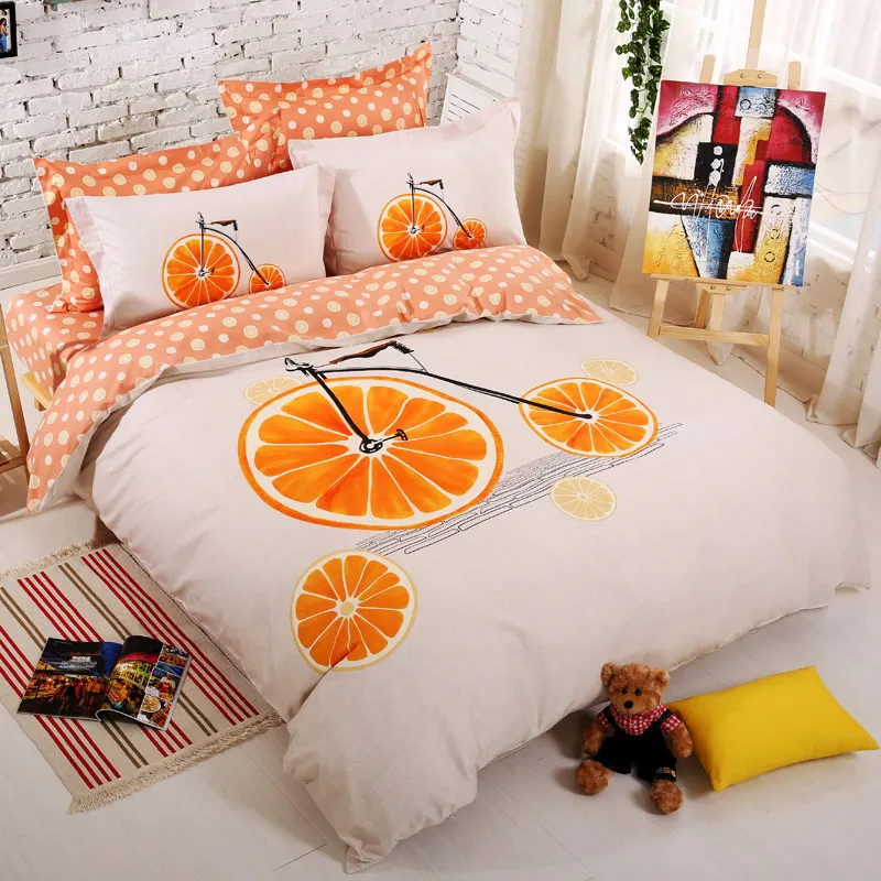 Хлопковый комплект Постельные принадлежности оранжевый Велосипедный Спорт