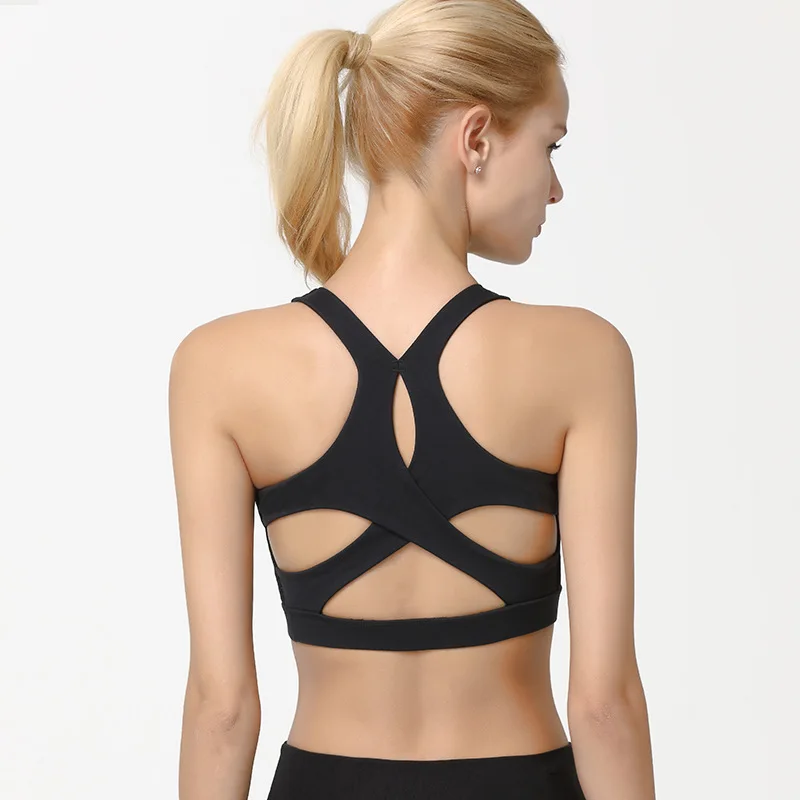 

High Elastic Shockproof Running Bra Padded Push Up Sport Bra Wire Free Yoga Top Underwear High Impact Cropped Fitness Clothing