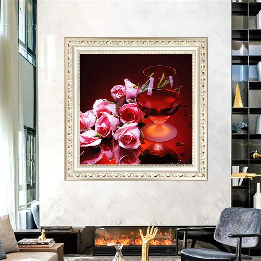 Алмазная 5d картина сделай сам для гостиной розы вина бокала спальни вышивка