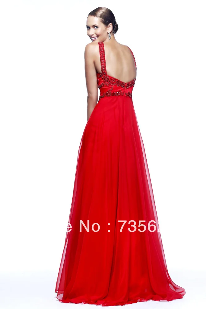 2014 New Arrival Elegant Hot Red Beading Custom Made Floor-Length Chiffon A-Line Evening Dress Party Long Dresses Gowns H245 | Свадьбы и