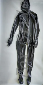 Латексные костюмы-кошки с полным покрытием и задней молнией с внутренними ручками, презервативы с капюшоном и прикрепленными носками