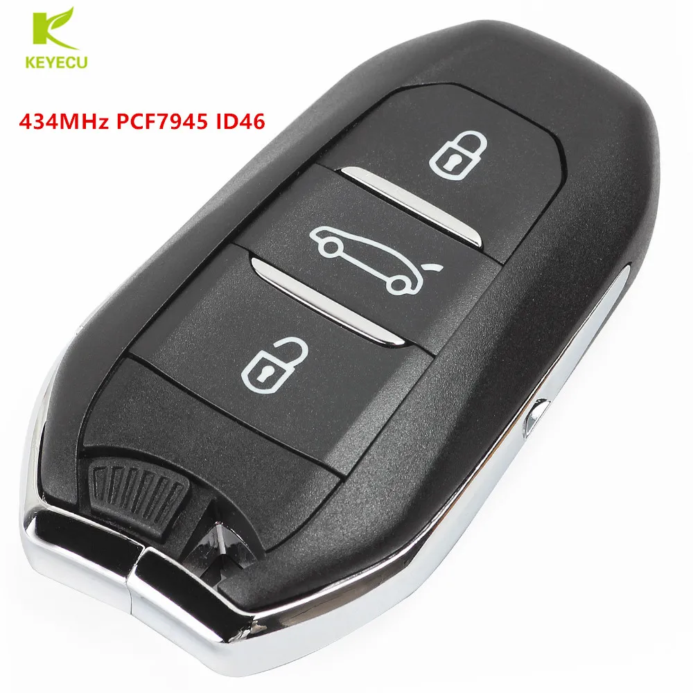 Смарт брелок KEYECU для замены дистанционного ключа 434 МГц PCF7945 ID46 Citroen C4L 2013 2015 DS5 Peugeot