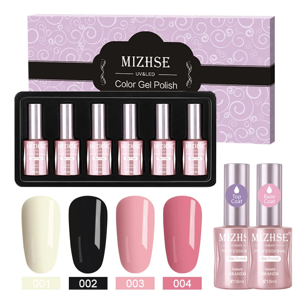 MA-C007-BOX MIZHSE 18 мл УФ светодиодный Гель-лак набор с верхним покрытием и основой для маникюра Гибридный гель для ногтей Полупостоянный УФ-гель Laqucer - Цвет: MA-C007-BOX