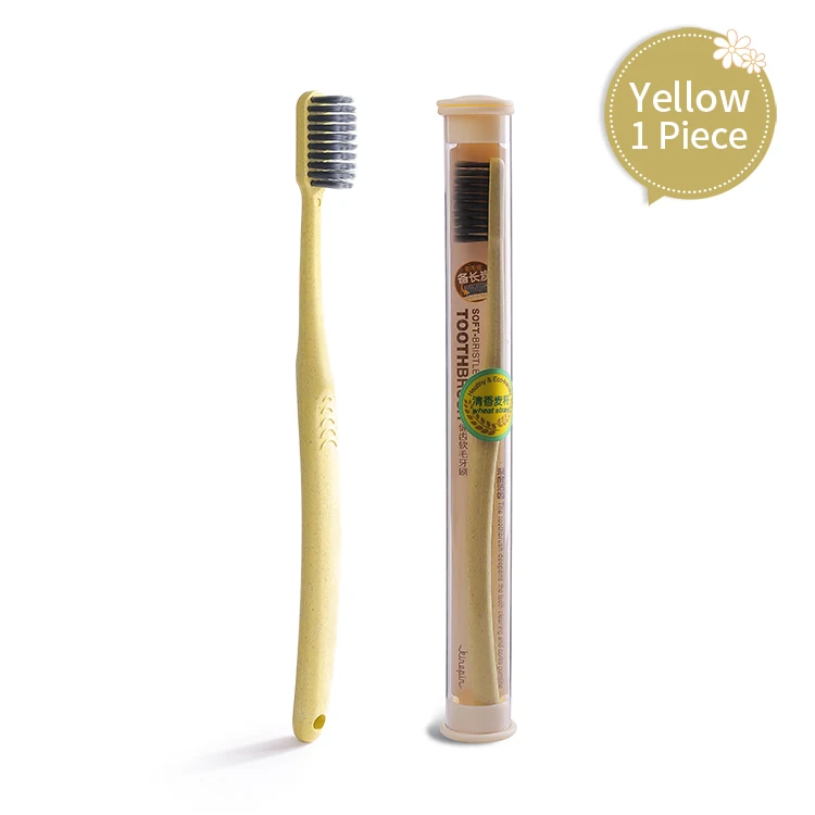 Yellow KINEPIN 1 шт. креативная зубная щетка для здоровья портативная пшеничная соломенная ручка мягкая тонкая зубная щетка со щетиной безопасная зубная щетка для путешествий - Цвет: Yellow