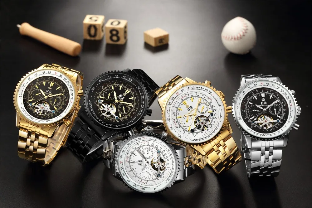 Мужские автоматические механические часы ORKINA с турбийоном и браслетом из