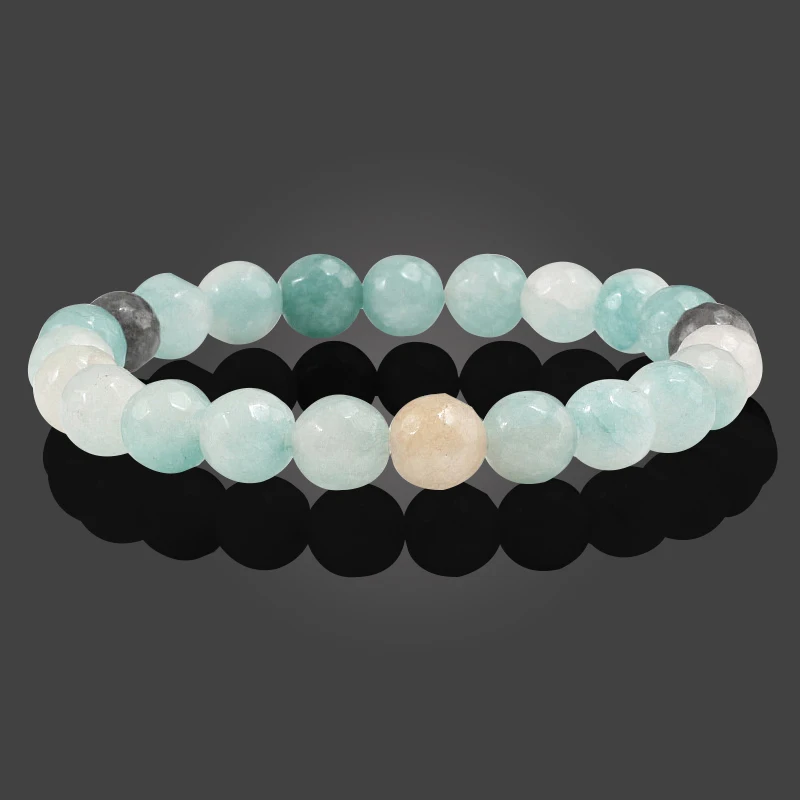 Браслет из натурального камня с бусинами 8 мм небесно голубой цвет энергии для