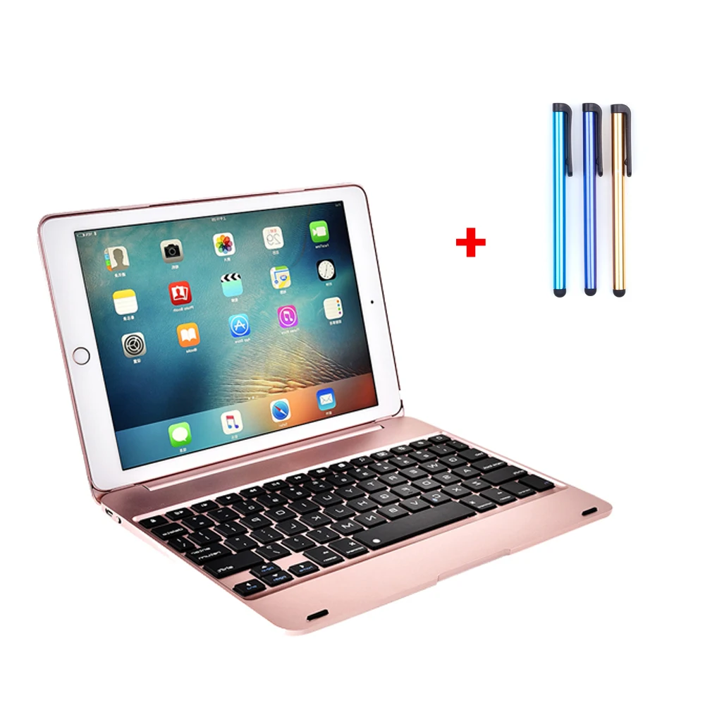 Rose gold Для apple iPad air 1/2 iPad Pro 9,7 Складная Bluetooth беспроводная клавиатура 78 ключ для iPad air / защита от падения оболочка - Цвет: Rose gold