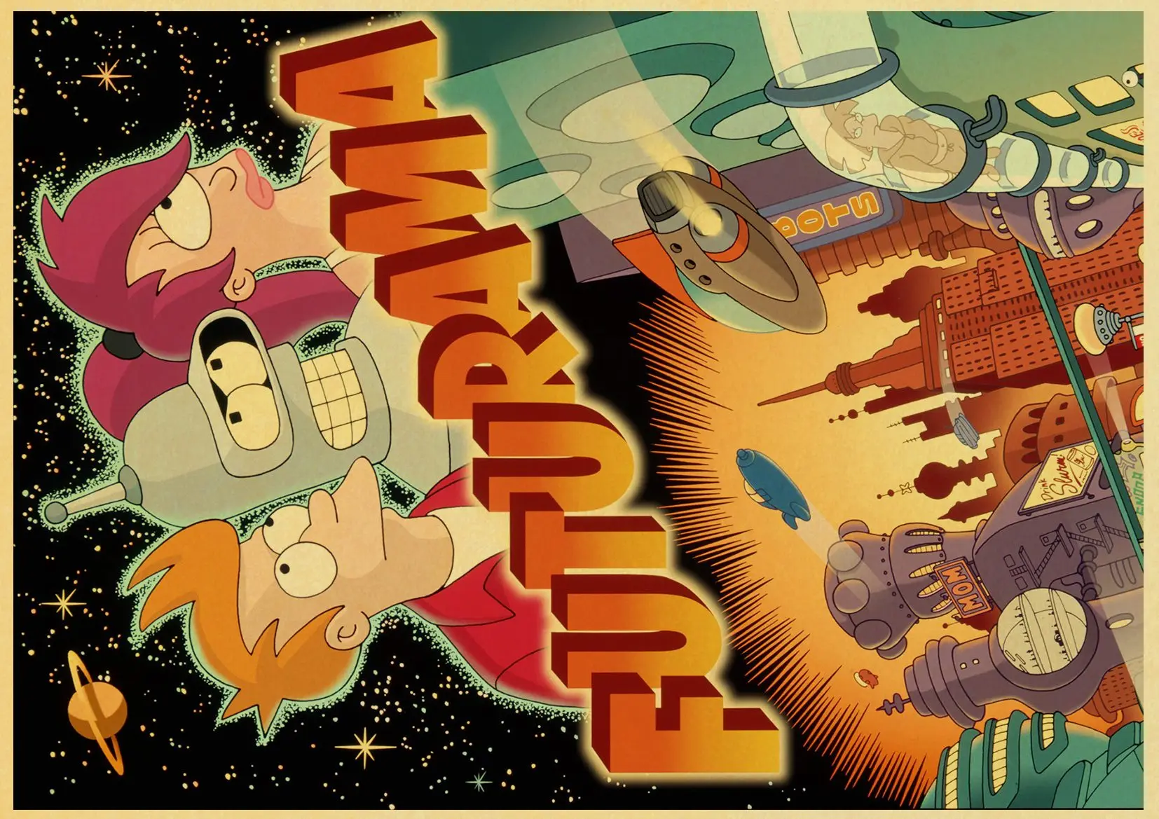 ВИНТАЖНЫЙ ПЛАКАТ мультфильм FUTURAMA живопись Ретро плакат крафт-бумага для декора на стену для дома и бара